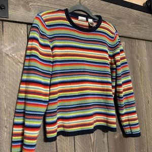 Vintage Colorful Striped Liz Claiborne Villager Sport Sweater Petite Large